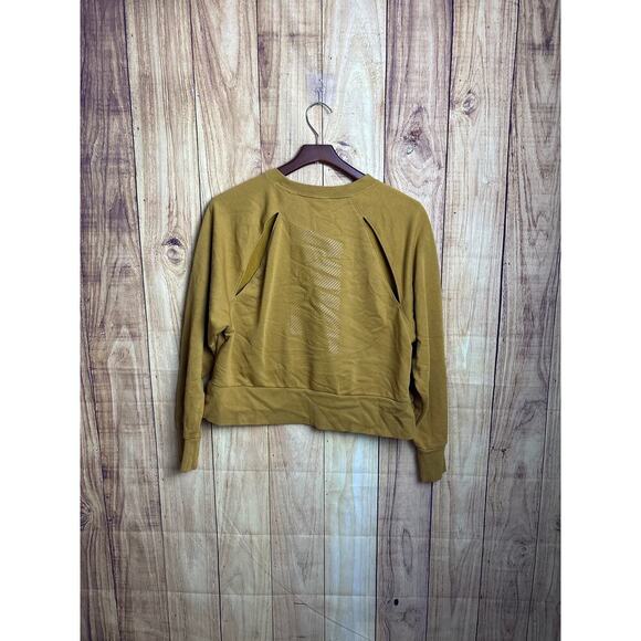 Nike Crewneck Pullover Shoulder Cutouts Sweatshirt Golden Brown Women's Size M - Picture 5 of 7